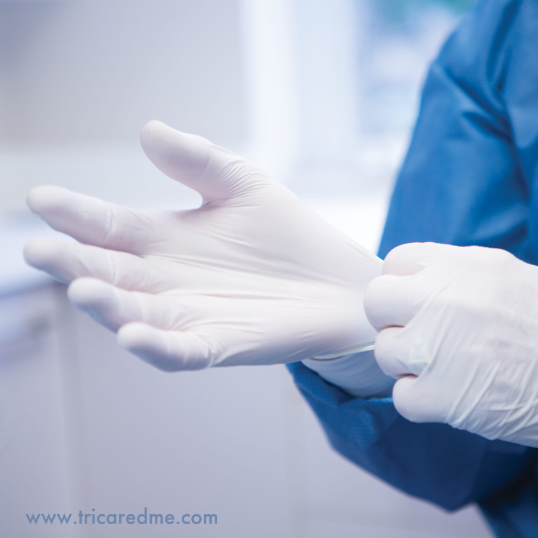 White Disposable Gloves From Tricare Medical Supplies.