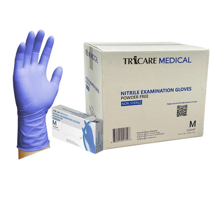 TRICARE MEDICAL Nitrile Exam Gloves, Chemo Drug Tested, 4.3 Mil, Deep Blue, Case of 1000