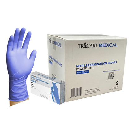 TRICARE MEDICAL Nitrile Exam Gloves, Chemo Drug Tested, 4.3 Mil, Deep Blue, Case of 1000