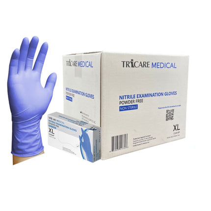 TRICARE MEDICAL Nitrile Exam Gloves, Chemo Drug Tested, 4.3 Mil, Deep Blue, Case of 1000