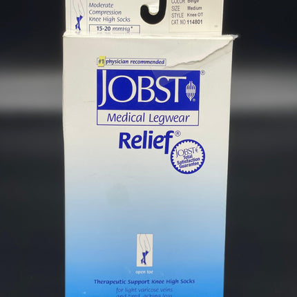 Jobst Relief Unisex Compression Socks | Knee High, Open Toe, 15-20 mmHg - Tricare Medical Supplies