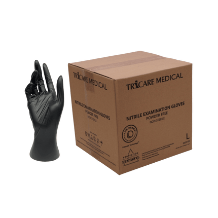 Low Derma Nitrile Exam Gloves -Chemo Drug Tested, Fentanyl Resistant, 3.5 Mil, Berry Black-Case of 1000 - Tricare Medical Supplies
