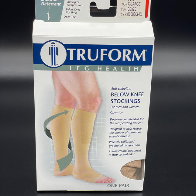 Truform Anti-Embolism Stockings | Knee High, Open Toe,18 mmHg - Tricare Medical Supplies