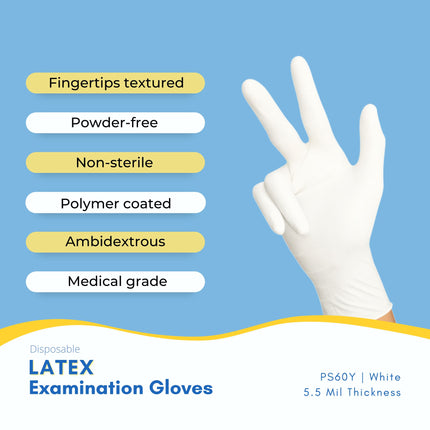 TRICARE MEDICAL Latex Exam Gloves, Powder-free, 5.5 Mil, White, Case of 1000