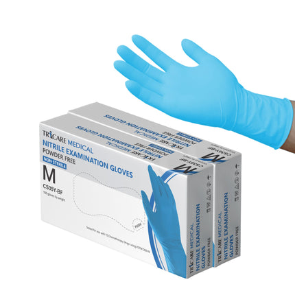 TRICARE MEDICAL Nitrile Exam Gloves, Chemo Drug Tested, 4.3 Mil, Blue, Box of 100