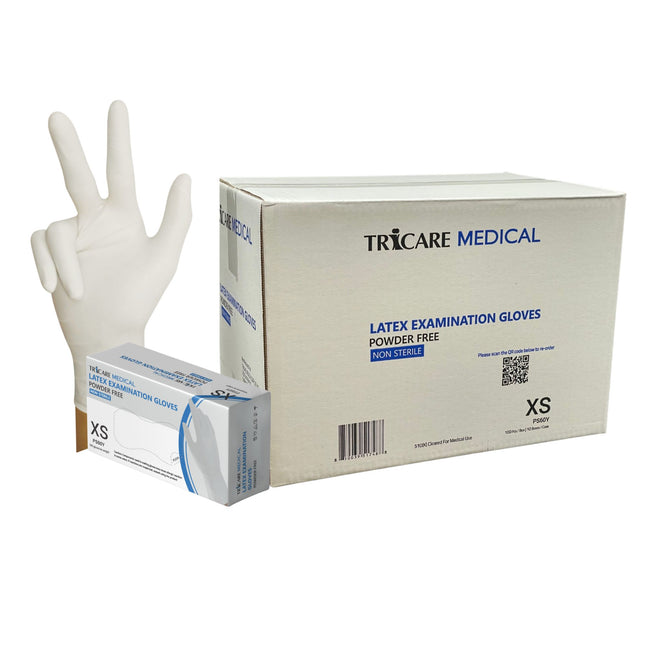 TRICARE MEDICAL Latex Exam Gloves, Powder-free, 5.5 Mil, White, Case of 1000