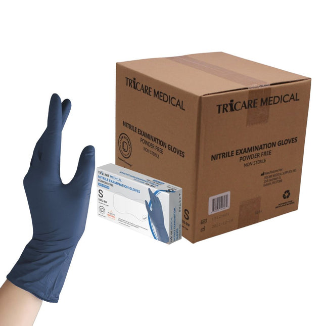 TRICARE MEDICAL Nitrile Exam Gloves, Low Derma, 3.5 Mil, Berry Blue, Case of 1000