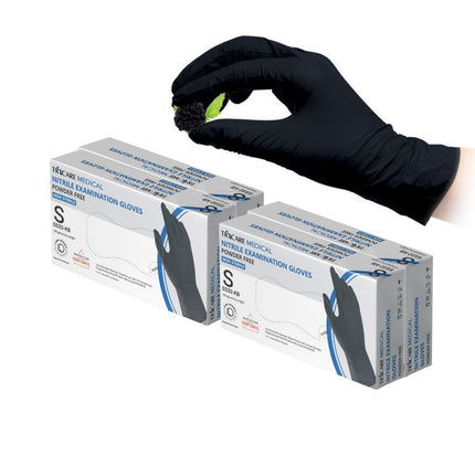 TRICARE MEDICAL Nitrile Exam Gloves, Low Derma, 3.5 Mil, Berry Black, Box of 100