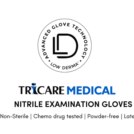 Product Overview of Low Derma Nitrile Exam Gloves from Tricare Medical Supplies
