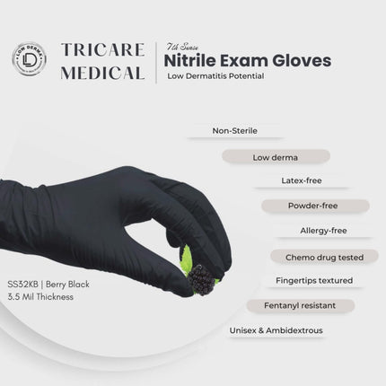 Customer testimonial for low derma nitrile exam gloves