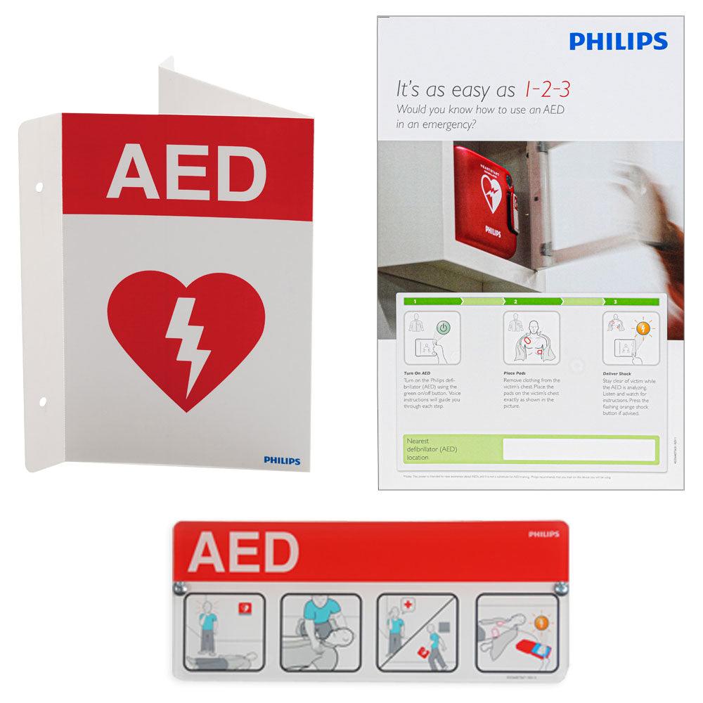 Philips HeartStart AED Signage Bundle (Wall Sign, Placards, Posters ...