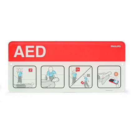 AED awareness placard red flat