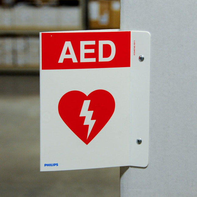 philips heartStart AED wall sign red