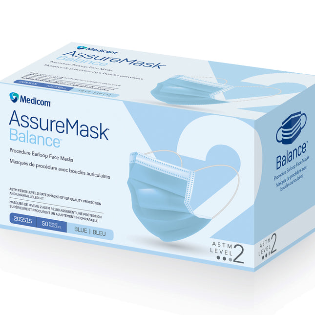 Medicom Procedure Earloop Disposable Face Masks | ASTM Level 2  - Pack of 50