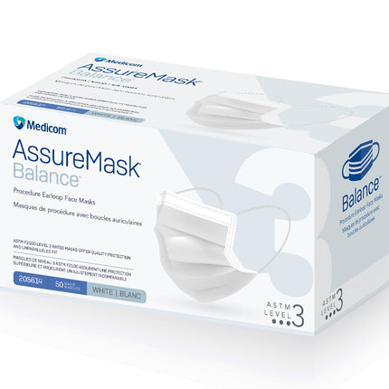 AssureMask Balance Procedure Earloop Face Masks | ASTM Level 3 Protection - Pack of 50