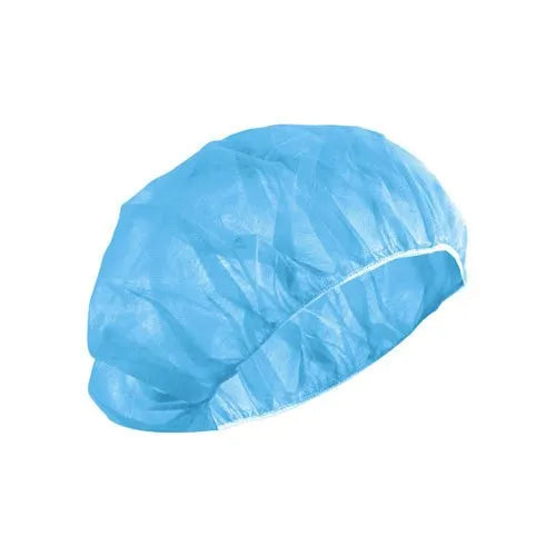100 Pack Disposable Blue Hair Nets - Bouffant Caps For Kitchen, Medical, Food Service